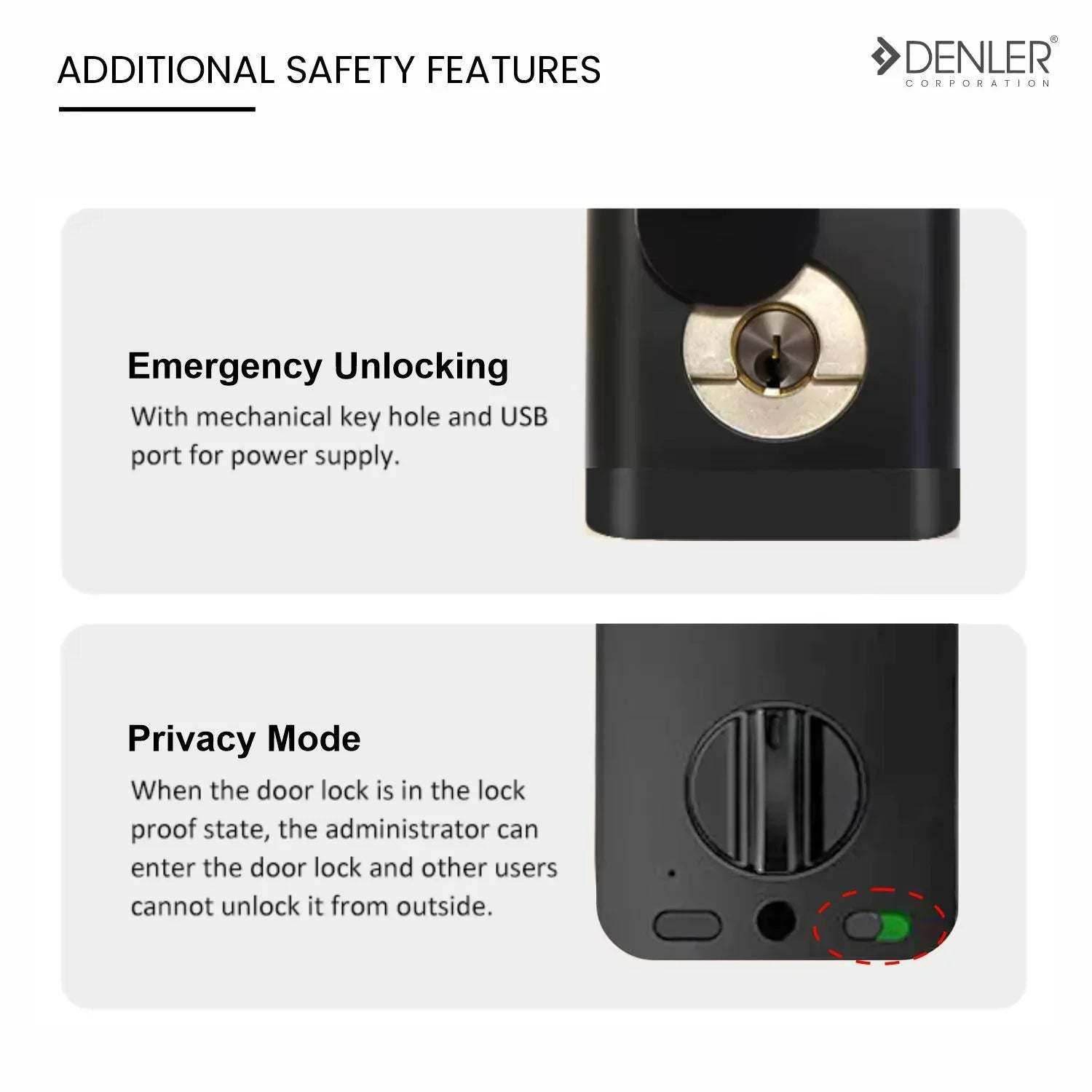 Denler DB04 Fingerprint Lock, RF Remote Controller, Bluetooth Smart Door Lock, Digital Door Lock, PIN, Card, Manual Key Access min 30-60mm Doors - Denler