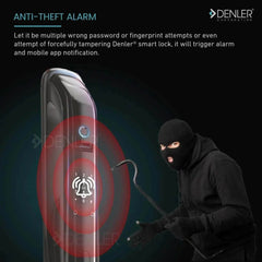 Denler DL01 Smart Door Lock Fingerprint Lock, Inbuilt Wi-Fi, App for Remote Unlocking, RFID Card, PIN, Keys - Denler