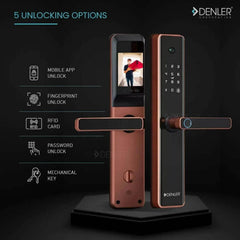 Denler DL04H Fingerprint Lock, Smart Lock Digital Door Lock Wi-Fi Remote Unlock Using App, RFID Card, PIN, Keys Rose Gold - Denler