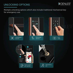 Denler DL04H Fingerprint Lock, Smart Lock Digital Door Lock Wi-Fi Remote Unlock Using App, RFID Card, PIN, Keys Rose Gold - Denler