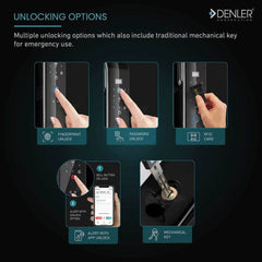 Denler F1 Smart Lock Fingerprint Lock, Inbuilt Wi-Fi, App for Remote Unlocking, RFID Card, PIN, Keys - Denler