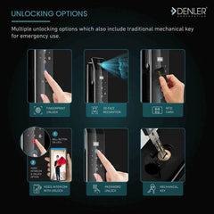 Denler F4 Smart Door Lock, Digital Door Lock, Wi-Fi Remote Unlock Using App, Fingerprint, RFID Card, PIN, Keys - Denler