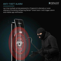 Denler F4 Smart Door Lock, Digital Door Lock, Wi-Fi Remote Unlock Using App, Fingerprint, RFID Card, PIN, Keys - Denler