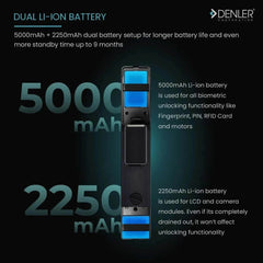 Denler FLv6D Smart Door Lock, Digital Door Lock, Fingerprint Lock, 3D Face Recognition, Anytime Video Intercom Wi-Fi App, Dual Batteries, Card, PIN, Key | Free Drawer lock worth 1999 - Denler