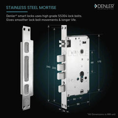 Denler L04v2 Fingerprint Lock, Smart Door Lock, Digital Door Lock 3D Face Recognition, Video Intercom, Dual Battery, Wi-Fi App, Fingerprint, Card, PIN, Key - Denler