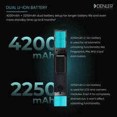 Denler L04v2 Fingerprint Lock, Smart Door Lock, Digital Door Lock 3D Face Recognition, Video Intercom, Dual Battery, Wi-Fi App, Fingerprint, Card, PIN, Key - Denler