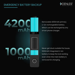 Denler F4 Smart Door Lock, Digital Door Lock with Dual Batteries, 3D Face Recognition, Wi-Fi Remote Unlock Using App, Fingerprint, RFID Card, PIN, Keys