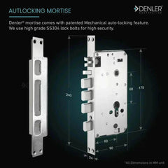 Denler FLv8 8-in-1 Smart Door Lock | Doorbell Lock | Alexa Voice Unlock | 3D Face ID | RF Remote | Fingerprint | IP65 Waterproof | Anytime Video Intercom | Wi-Fi App | Card | PIN | Key - Denler