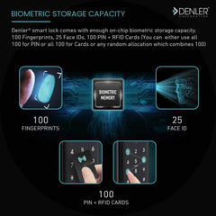 Denler L04v2 Fingerprint Lock, Smart Door Lock, Digital Door Lock 3D Face Recognition, Video Intercom, Dual Battery, Wi-Fi App, Fingerprint, Card, PIN, Key - Denler