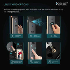 Denler L04v2 Fingerprint Lock, Smart Door Lock, Digital Door Lock 3D Face Recognition, Video Intercom, Dual Battery, Wi-Fi App, Fingerprint, Card, PIN, Key - Denler