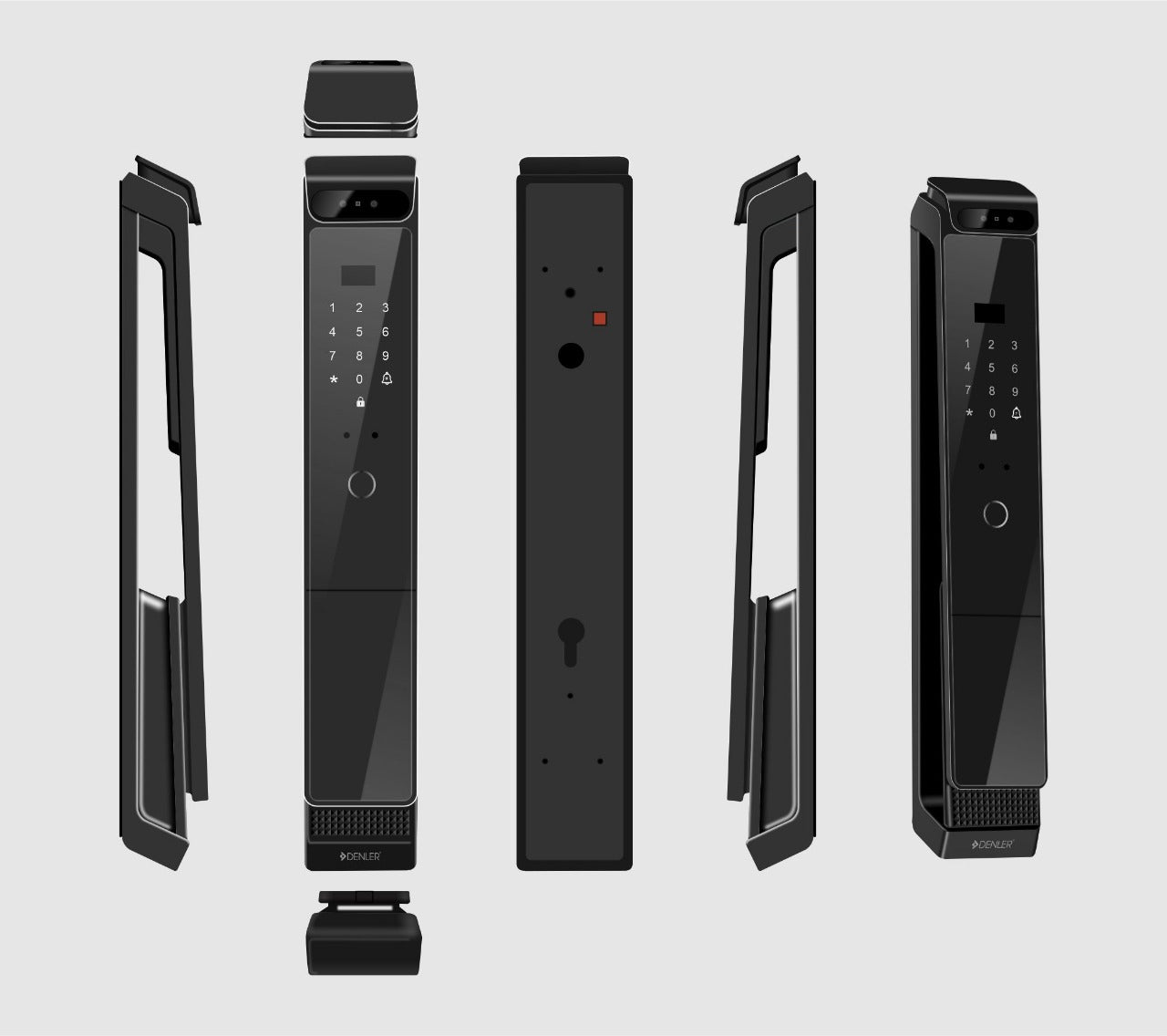 Denler FLv6 6 in 1 Smart Door Lock, Doorbell Lock, 3D Face Recognition, RF Remote, Fingerprint, Anytime Video Intercom, Wi-Fi App, Card, PIN, Key